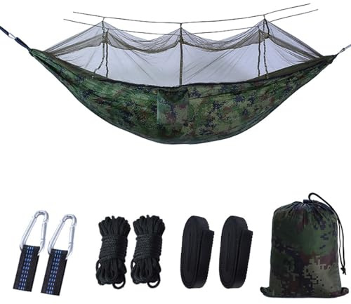 TFixol Hamaca portátil para dos personas con mosquitera para patio, jardín, camping, mochilero, camuflaje