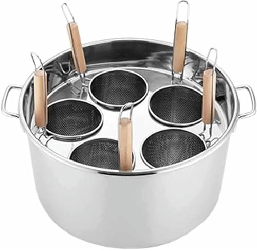Set di pentole per Pasta in Acciaio Inossidabile - Bollitore per Pasta a 3/4/5 Fori con cestello scolapasta, pentola per brodo, Coperchio per vaporiera - Pentole Ideali per Uso Domestico e n