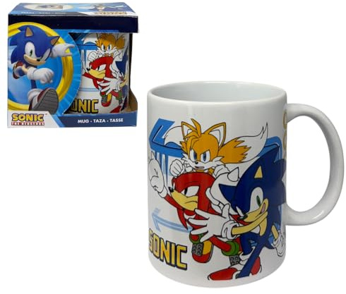 CARTOON Tazza Sonic 325 ml tazza da colazione in ceramica modello mug per bambini con scatola