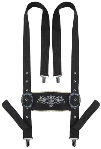 Scinzene Trachten Hosenträger für Herren aus Alcantara-Lederimitat, Y-Form Oktoberfest Hosenträger mit verstellbarer Länge 35 mm Breite, Premium Lederhose - Party-Ausstattung