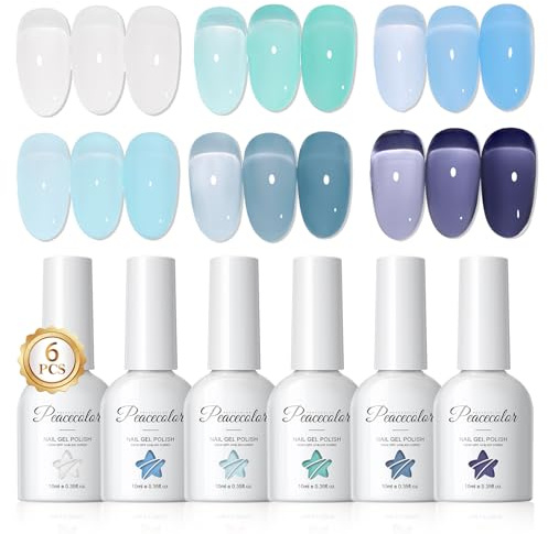 PEACECOLOR UV-nagellack Jelly Blå 10 ml – Gelnagellackset Transparent Blå Nagellack Nagelkonst UV LED Soak Off Jelly Nagellack UV Manikyr och nagelkonst DIY hemma