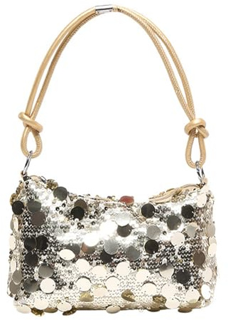 Uwiyo Damen Clutch Glitzer Pailletten, Damen Glitzer Tasche Schultertasche Elegante Abendtasche mit Reißverschluss Handtasche für Prom Hochzeit Party Bankett (Gold)