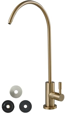 VEVOR Stainless Steel Faucet, Lead-Free Water Purifier Faucet, Filter Water Faucets With Solid Brass Valve, Anti-Rust & Durability Ro Water Faucets For Kitchen, Bar Counter, Cafe Shop, Brushed Gold