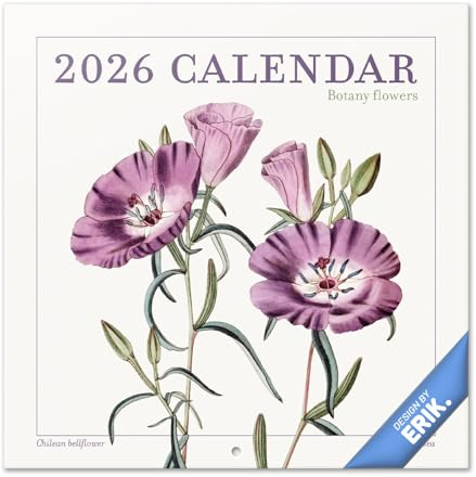 Grupo Erik - Calendrier 2026 Mural Fleurs - Calendrier Mural 2026 Mensuel │ Idee Cadeau : Calendriers Muraux │ De Janvier à Décembre : Espace pour notes et Illustrations décoratives (30x60 cm)