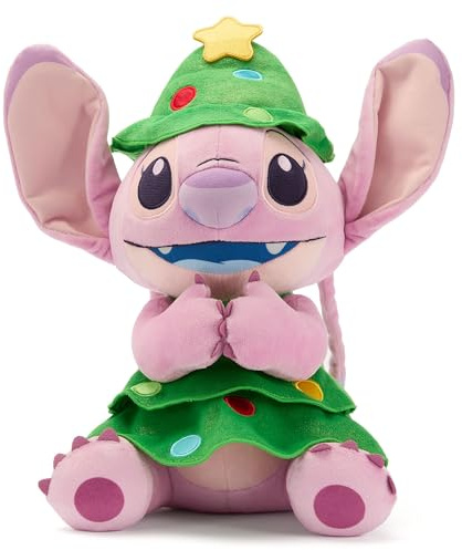Disney Store Official, Lilo y Stitch, Ángel, Peluche Mediano con Conjunto navideño, 35 cm