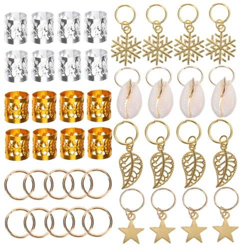 OUNONA 80 piezas Joyería para Dreadlocks Anillos y Adornos para Trenzas Metal Resistente para Mujer Accesorios de Cabello Decorativos Fáciles de Usar para Fiestas y Uso Diario