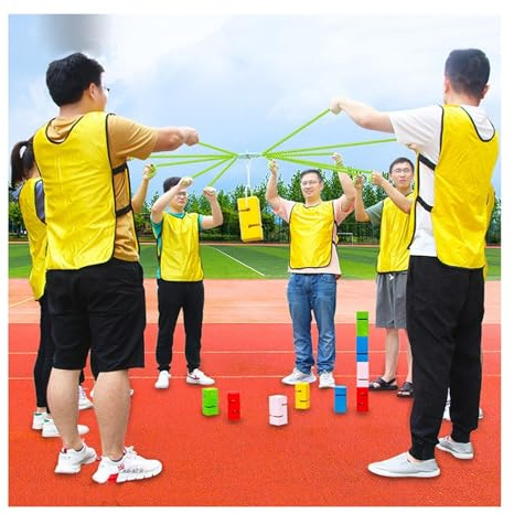 IBOWZ Outdoor-Aktivitäten Field Day Games Set Outdoor Rasen/Strand Teamwork-Spiele für Erwachsene ABS Block Stacking Tower