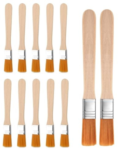 Kleine Borstenpinsel Set, 12 Stück, 15cm Flachpinsel mit Holzgriff | Lackierpinsel, Malerpinsel, Fensterpinsel, Für Farben Kunst Malerbedarf, Für Lacke Malerei DIY, Für Streichen von Wänden