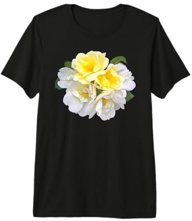 Luxury White Yellow Creamy Sunny Knock Out Rose Shapes Mania Premium T-Shirt