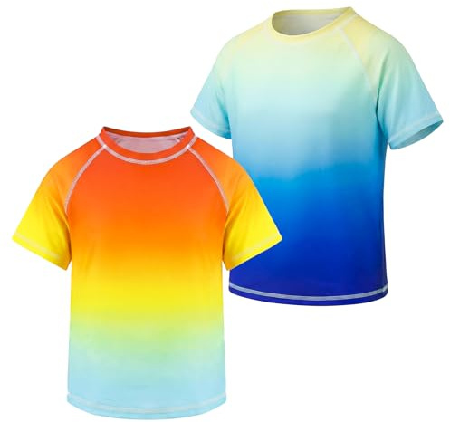 FILOWA Rashguard Zweiteiliger Jungen UPF 50+ Schwimmshirt, Gr.104-164 | Schnelltrocknend Badeshirt, Kurzarm, UV-Schutz Bade Shirt, Sommer, Sonnenschutz Set, Schwimm Top, Strand Surf Badebekleidung