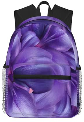 ASFgda Sac à dos classique de voyage basique avec imprimé fleurs de lys violettes, sac à dos d'école, sac à dos imperméable et décontracté pour l'université, les voyages, le travail