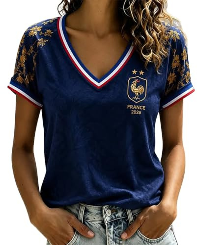 Maillot Equipe de France Foot Coupe du Monde 2026 Homme et Femme T-Shirt Drapeau France Respirant T-Shirts de Sport Mode Streetwear Fan Supporter Football Maillot de Foot (01-3-Navy, L)