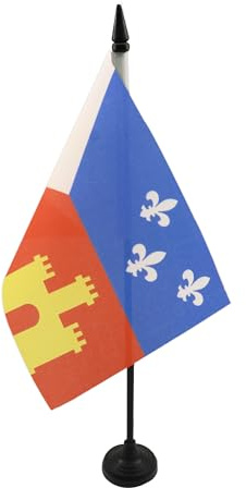 AZ FLAG Drapeau de Table Cajuns de Louisiane 21x14 cm Socle Plastique | Usage intérieur Drapeau de bureau des Cadiens finition cousue et bords renforcés avec mât en plastique et socle en plastique