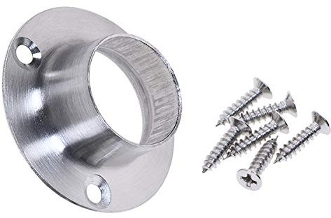 Mini Skater 2 Pcs Edelstahl Rod Sockel Flansch Set mit Schrauben Dusche Kleiderschrank Halterung schwere Pflicht Runde Klammer Aufhängen Closet Stange Sockets Spurstangenkopf Stütze 2,5 cm Durchmesser