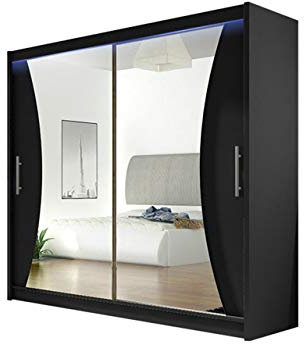 Mirjan24 Armoire à Portes coulissantes London V avec Miroir, Armoire à penderie, Armoire à Portes coulissantes Moderne 180 x 215 x 57 cm