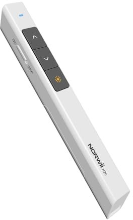 NORWII Wireless Presenter 100M, 2.4GHZ Powerpoint Fernbedienung Presenter, Präsentation Laserpointer für PPT/Keynote/Prezi/Google Slides/Windows/Mac OS/Android/Linux(Weiß)