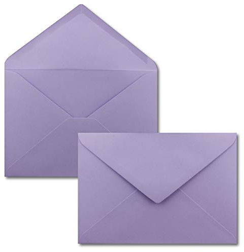 FarbenFroh Sobres de color lila, 50 unidades, DIN C5, 22,0 x 15,4 cm, adhesivo húmedo, sin ventana, tarjetas de Navidad, felicitaciones
