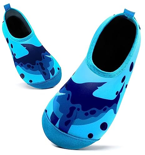 Mabove Badeschuhe Kinder Schwimmschuhe Wasserschuhe Schnell Trocknend Strandschuhe Aquaschuhe für Jungen Mädchen Baby Beach Pool(Hai Blau,13/13.5 UK Child,32/33 EU)