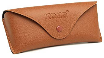 KONO Morbida Custodia Occhiali Pelle SIintetica Portatile Scatola per Occhiali (Marrone)