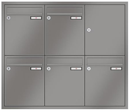RENZ/Eckrahmen / 5er Unterputz-Briefkastenanlage Einbau-Briefkasten/RAL-Farbe 9007 Volumen 8 L/Dein-Briefkasten.de