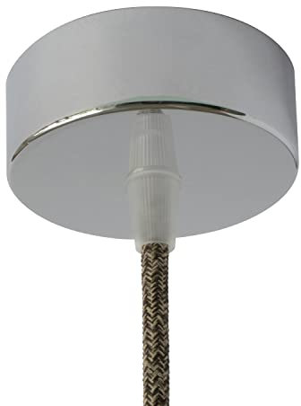 AMARCORDS - Florón de metal, color CROMO, carcasa de la lámpara completa con accesorios de abrazadera de cable, tornillos y soporte de techo. Diámetro 77 mm altura 26 mm