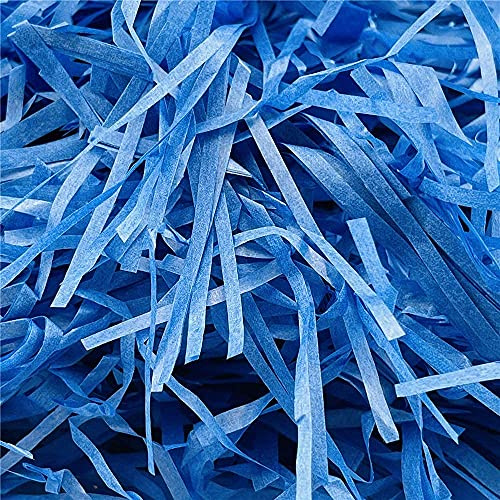 Papel Triturado Kraft 200 g Color Azúl, Artículos De Fiesta De Empaquetado De Relleno De Rafia Papel Relleno Material De Embalaje Para Cesta Caja (AZULON-200 GR)