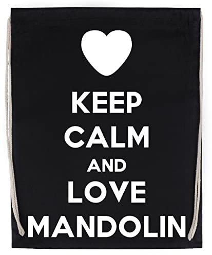 Keep Calm And Love Mandolin Sac de Sport à Cordon Noir Drawstring Sport Bag