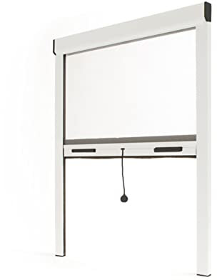 Store moustiquaire fenêtre alu recoupable (largeur x hauteur) -protection insecte ajustable (Blanc, Lg 1500 mm x Ht 1600 mm)