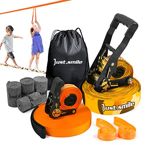 Slackline Kit Slakcline Längre 19,8 m med trädskydd armtränare och bärväska, Slack-linjer för Backyared för barn och vuxna