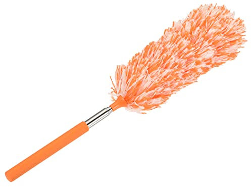 sourcing map Plumero de microfibra de 13,8 a 32,7 pulgadas, cepillo para polvo extensible para techos altos, ventanas, muebles, computadora, teclado, hogar, oficina, naranja