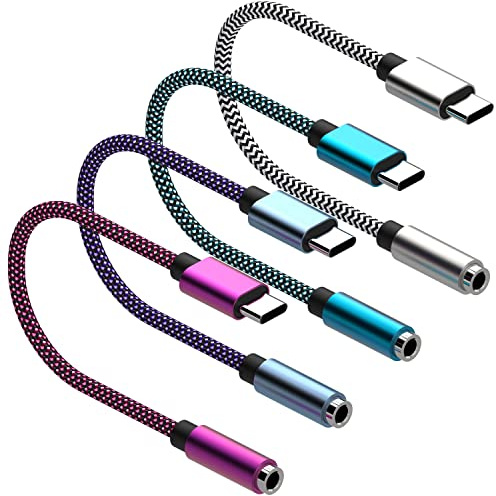 USB Type C to 3.5mm 4pack Female Headphone Jack Adapter: Type C to Aux Audio Cable Cord Compatible with Samsung Galaxy S22+ S21 Ultra S20 S10 S9 Note 20 10, Google Pixel 6 Pro/5/4/3/2