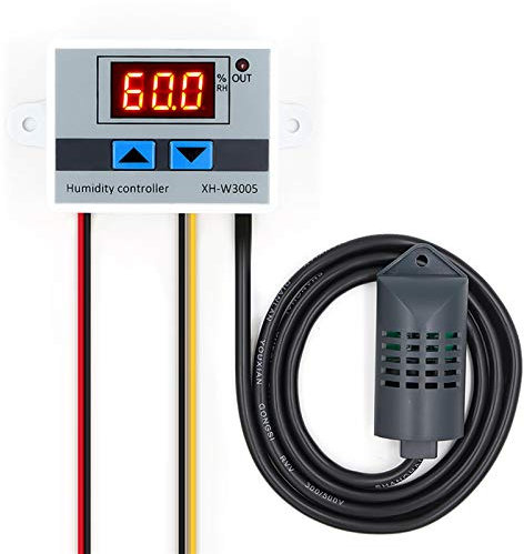 PAKLIF Hygromètre d'humidité numérique Hygromètre Interrupteur de Commande d'humidité 0~99% HR Hygrostat avec capteur d'humidité (Color : 12V)