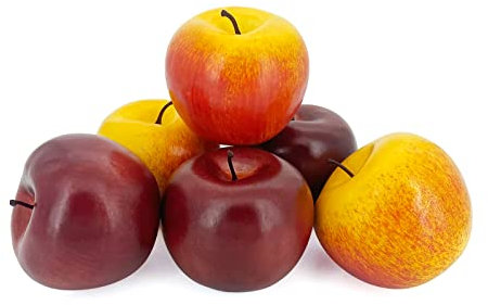 Lorigun 6 Stück künstliche Äpfel, künstliche Früchte Äpfel für Dekoration realistisch, künstliche Früchte lebensechte rote Äpfel Faux Fruits für Küche Display Prop Früchte