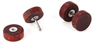 Ohrringe Herren 12mm, Ohrstecker Chirurgenstahl Männer Holz Rot Hölzern Schmuck Damen Herren Geschenke