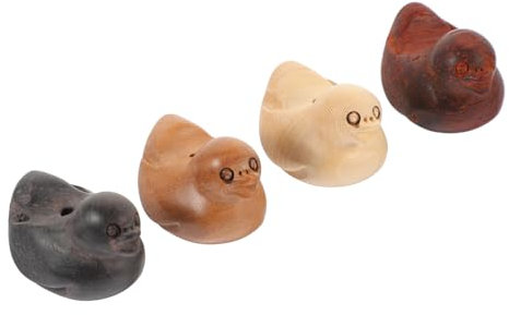 FONDOTIN 4stücke Mini-holzfiguren Entencharms Aus Verschiedenen Hölzern DIY Anhänger Hängende Ornamente Dekoration Für Schlüsselanhänger Taschen Und Bastelprojekte