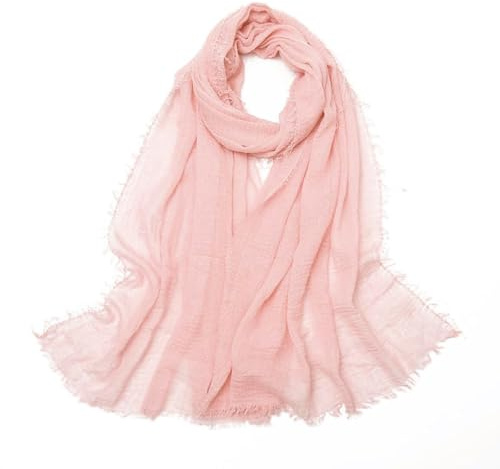 Damen Schal 90 x 175cm Einfarbiger Schal aus Baumwolle und Leinen Tuch Kopftuch Stola Schals Damenschal Schaltücher Halstuch Scarves für Frühling Sommer Herbst Winter Tägliches Tragen,Rosa D