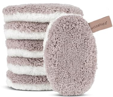 Waschies Lot de 6 tampons démaquillants taupe - Nettoyage doux du visage - Lavables, réutilisables et hypoallergéniques - Tous types de peau - Alternative aux cotons et lingettes démaquillantes