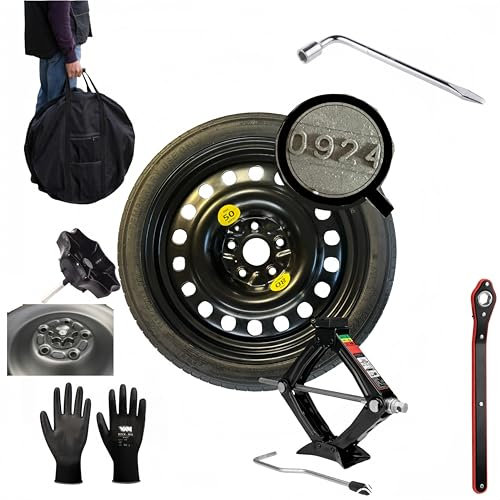 Kit Roue de secours 17 compatible avec Suzuki Vitara avec Cric, Clé, Vis, Gants et Sac 125/80R17
