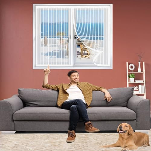 Premium Slim Fliegengitter 210 x 80 cm Ohne Bohren Insektenschutz Moskitonetz Luft Kann Frei Strömen für Fliegengitter Fenster Mückengitter, Weiß