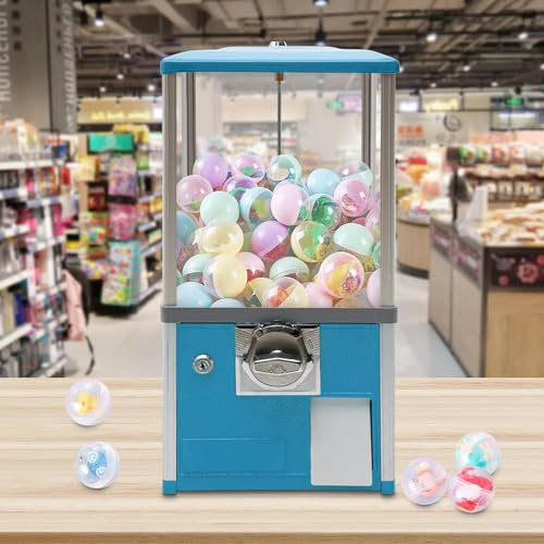 Máquinas expendedoras, mini máquina de chicles, máquina de dulces, máquina de cápsulas con cerraduras para juguetes en cápsula de 4,5 a 5,5 cm de diámetro para el hogar, tiendas de juegos,Blue