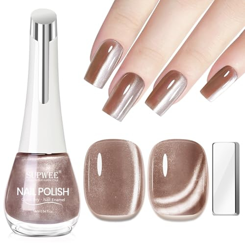 SUPWEE Cat Eye Nagellack, Schnelltrocknend Glitzer Katzenauge Nagellack | Holografisch Cat Magnetisch Nail Polish Oil Based Nail Polish Ohne UV Lampe DIY Salon 16ml