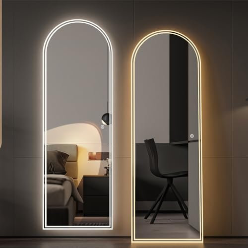 Boromal LED Ganzkörperspiegel mit Beleuchtung 160x50cm Standspiegel mit Beleuchtung Bodenspiegel 3 Lichtfarbe Dimmbare LED Wandspiegel Schminkspiegel Kosmetikspiegel mit Touch-Schalter