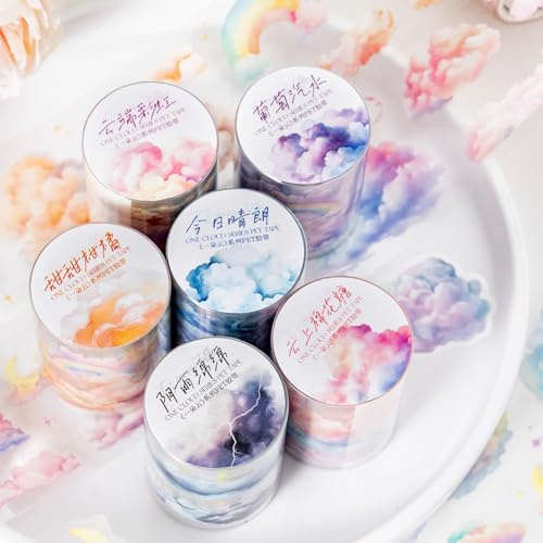 Set di adesivi Cloud Themed Bullet Journal Stickers, PET Washi Tape e Decorativi per Scrapbooking, Fotografie, Cellulare e DIY (A Cloud Series)