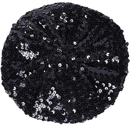 Generisch Pailletten Hut Damen Glitzer Hut Partyhüte Frauen Pailletten Glitzernde Baskenmütze 70er Disco Outfit Glänzende Beanie Mütze für Karneval Mottoparty Tanzparty Kostüm
