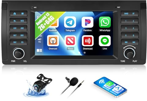 SIXWIN 2G+64G Android Car Stereo for BMW E39 with Carplay Android Auto Mirror Link 7 inch Touchscreen with GPS Navigation WiFi 26UI Bluetooth FM