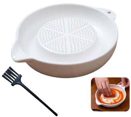 Keramik Ingwer Reibe, Keramikreibe, Schleifteller, Kreisförmig Porzellan Reibeteller, Knoblauchreibe mit Pinsel Geeignet zum Reiben von Knoblauch, Ingwer, Muskatnuss und Zwiebel