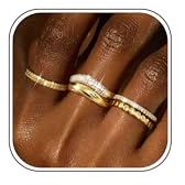 Roheafer 5 pezzi Anelli Donna in Oro 14K Placcato con Cubic Zirconia, Set Anelli Impilabili, Anello di Tendenza per Promessa o Fidanzamento