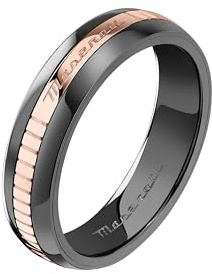 Maserati Herrenring aus Stahl, Keramik, CERAMIC Kollektion, Roségold, Geschenkideen für Männer