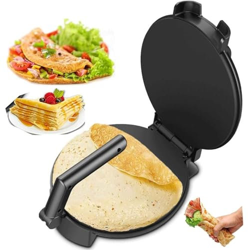Machine à roti électrique, chauffage double face, antiadhésif, crêpière à température réglable avec poignée anti-brûlure et voyants lumineux, pour omelettes et pain plat