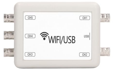 ViaGasaFamido Oscilloscope Virtuel PC, Oscilloscope Portable Portable Haute Performance 5 Canaux avec Connexion USB WiFi, PC, Enregistrement des Données et Stockage des Données Mobiles